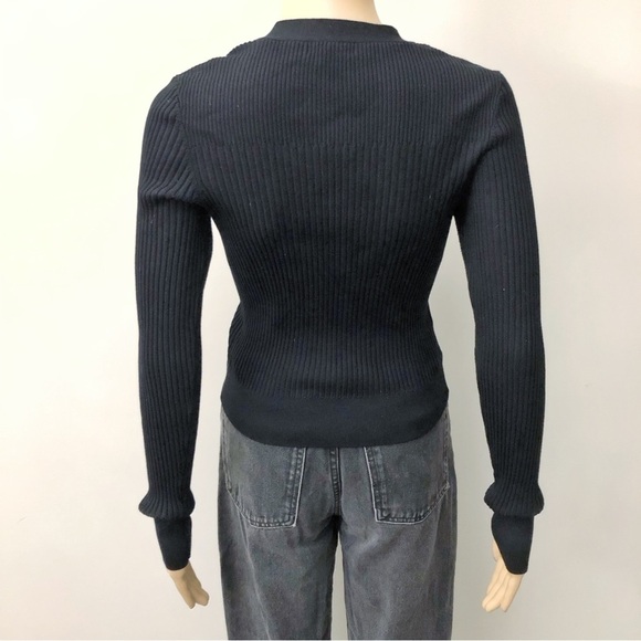 DYNAMITE Black Knitted Minimalist Basic V Neck Button Down Cardigan. Size Small - Picture 6 of 7